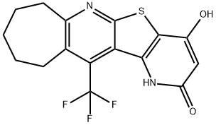 4-hydroxy-12-(trifluoromethyl)-8,9,10,11-tetrahydro-1H-cyclohepta[b]pyrido[2',3':4,5]thieno[3,2-e]pyridin-2(7H)-one 结构式