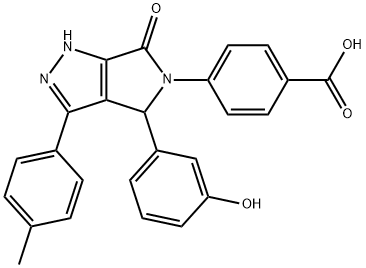 4-[4,6-二氢-4-(3-羟基苯基)-3-(4-甲基苯基)-6-氧代吡咯并[3,4-C]吡唑-5(1H)-基]苯甲酸, 834903-43-4, 结构式