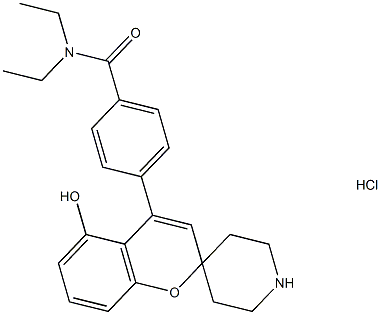 N,N-二乙基-4-(5-羟基螺[2H-1-苯并吡喃-2,4'-哌啶]-4-基)苯甲酰胺盐酸盐,850173-95-4,结构式