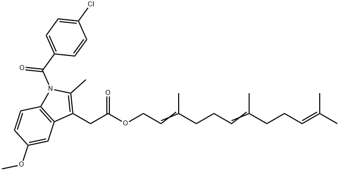 1-(4-氯苯甲酰基)-5-甲氧基-2-甲基-1-吲哚-3-乙酸3,7,11-三甲基-2,6,10-十二碳三烯酯, 85801-02-1, 结构式