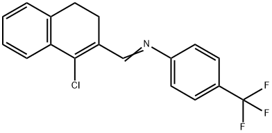 (1E)-1-(1-chloro-3,4-dihydronaphthalen-2-yl)-N-[4-(trifluoromethyl)phenyl]methanimine 化学構造式