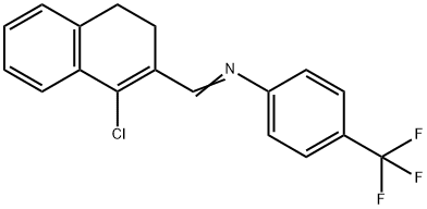 (1E)-1-(1-chloro-3,4-dihydronaphthalen-2-yl)-N-[4-(trifluoromethyl)phenyl]methanimine Struktur