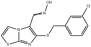 (E)-N-[(6-{[(3-chlorophenyl)methyl]sulfanyl}imidazo[2,1-b][1,3]thiazol-5-yl)methylidene]hydroxylamine Struktur