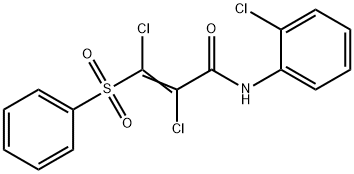 (2E)-3-(benzenesulfonyl)-2,3-dichloro-N-(2-chlorophenyl)prop-2-enamide Struktur