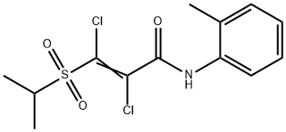 (2E)-2,3-dichloro-N-(2-methylphenyl)-3-(propane-2-sulfonyl)prop-2-enamide Struktur