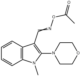 (E)-{[1-methyl-2-(morpholin-4-yl)-1H-indol-3-yl]methylidene}amino acetate 化学構造式