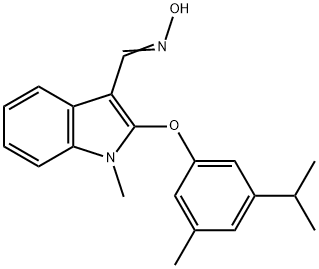 (E)-N-({1-methyl-2-[3-methyl-5-(propan-2-yl)phenoxy]-1H-indol-3-yl}methylidene)hydroxylamine|