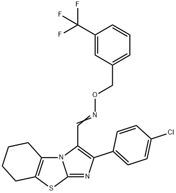 (E)-{[4-(4-chlorophenyl)-7-thia-2,5-diazatricyclo[6.4.0.0^{2,6}]dodeca-1(8),3,5-trien-3-yl]methylidene}({[3-(trifluoromethyl)phenyl]methoxy})amine Structure