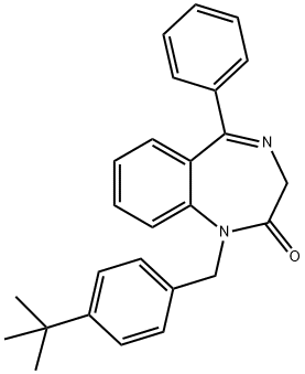 1-[(4-tert-butylphenyl)methyl]-5-phenyl-2,3-dihydro-1H-1,4-benzodiazepin-2-one Struktur
