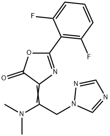 (4E)-2-(2,6-difluorophenyl)-4-[1-(dimethylamino)-2-(1H-1,2,4-triazol-1-yl)ethylidene]-4,5-dihydro-1,3-oxazol-5-one Structure
