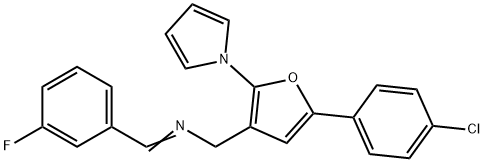 (Z)-{[5-(4-chlorophenyl)-2-(1H-pyrrol-1-yl)furan-3-yl]methyl}[(3-fluorophenyl)methylidene]amine Structure