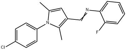 (1E)-1-[1-(4-chlorophenyl)-2,5-dimethyl-1H-pyrrol-3-yl]-N-(2-fluorophenyl)methanimine Struktur