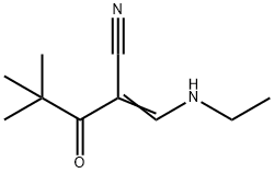(2E)-2-[(ethylamino)methylidene]-4,4-dimethyl-3-oxopentanenitrile 化学構造式