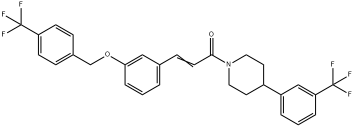 (2E)-3-(3-{[4-(trifluoromethyl)phenyl]methoxy}phenyl)-1-{4-[3-(trifluoromethyl)phenyl]piperidin-1-yl}prop-2-en-1-one|