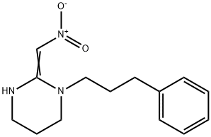 (2E)-2-(nitromethylidene)-1-(3-phenylpropyl)-1,3-diazinane Struktur