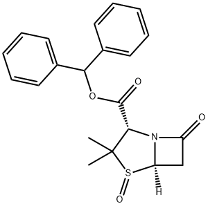 (2S,5R)-3,3-二甲基-7-氧代-4-硫杂-1-氮杂双环[3.2.0]庚烷-2-羧酸二苯甲酯 4-氧化物 结构式