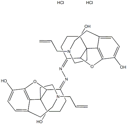 bis[(5α)-4,5-Epoxy-3,14-dihydroxy-17-(2-propenyl)morphinan-6-ylidene]hydrazone  hydrate  dihydrochloride Structure