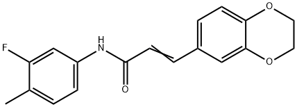 (2E)-3-(2,3-dihydro-1,4-benzodioxin-6-yl)-N-(3-fluoro-4-methylphenyl)prop-2-enamide Struktur
