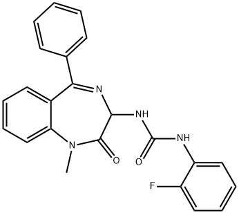 1-(2-fluorophenyl)-3-[(3S)-1-methyl-2-oxo-5-phenyl-2,3-dihydro-1H-1,4-benzodiazepin-3-yl]urea Structure