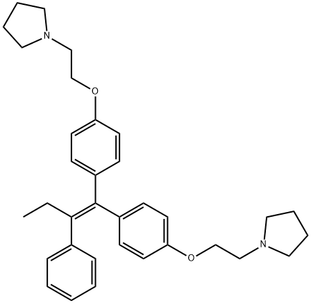 1,1′-[(2-Phenyl-1-buten-1-ylidene)bis(4,1-phenyleneoxy-2,1-ethanediyl)]bis-pyrrolidine, 886465-70-9, 结构式