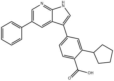 2-环戊基-4-(5-苯基-1H-吡咯并[2,3-B]吡啶-3-基)苯甲酸, 890842-28-1, 结构式
