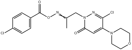 (Z)-{1-[3-chloro-4-(morpholin-4-yl)-6-oxo-1,6-dihydropyridazin-1-yl]propan-2-ylidene}amino 4-chlorobenzoate Structure
