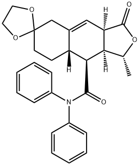 (1'R,3'aR,8'aS,9'S,9'aS)-1',3'a,5',7',8',8'a,9',9'a-Octahydro-1'-methyl-3'-oxo-N,N-diphenyl-spiro[1,3-dioxolane-2,6'(3'H)-naphtho[2,3-c]furan]-9'-carboxamide Struktur