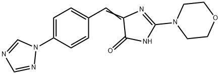 (4E)-2-(morpholin-4-yl)-4-{[4-(1H-1,2,4-triazol-1-yl)phenyl]methylidene}-4,5-dihydro-1H-imidazol-5-one Struktur