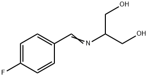 (E)-2-(4-フルオロベンジリデンアミノ)プロパン-1,3-ジオール 化学構造式