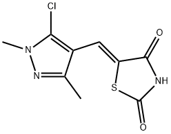 (5Z)-5-[(5-chloro-1,3-dimethyl-1H-pyrazol-4-yl)methylidene]-1,3-thiazolidine-2,4-dione Struktur