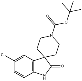 tert-butyl 5-chloro-2-oxospiro[indoline-3,4'-piperidine]-1'-carboxylate
 Struktur