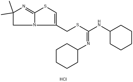 CarbaMiMidothioic acid, N,N'-dicyclohexyl-, (5,6-dihydro-6,6-diMethyliMidazo[2,1-b]thiazol-3-yl)Methyl ester, hydrochloride (1:2) Structure