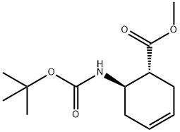 3-シクロヘキセン-1-カルボン酸, 6-[[(1,1-ジメチルエトキシ)カルボニル]アミノ]-, メチルエステル, (1R,6R)-REL- 化学構造式