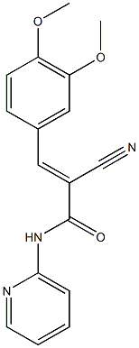 (2E)-2-cyano-3-(3,4-dimethoxyphenyl)-N-pyridin-2-ylacrylamide Struktur