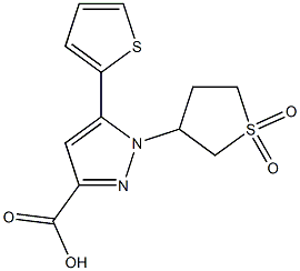 1-(1,1-dioxo-1-thiolan-3-yl)-5-(thiophen-2-yl)-1H-pyrazole-3-carboxylic acid Struktur