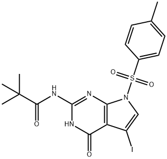 N-(5-Iodo-4-oxo-7-tosyl-4,7-dihydro-3H-pyrrolo[2,3-d]pyrimidin-2-yl)pivalamide Structure