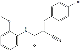 (2E)-2-cyano-3-(4-hydroxyphenyl)-N-(2-methoxyphenyl)prop-2-enamide Struktur