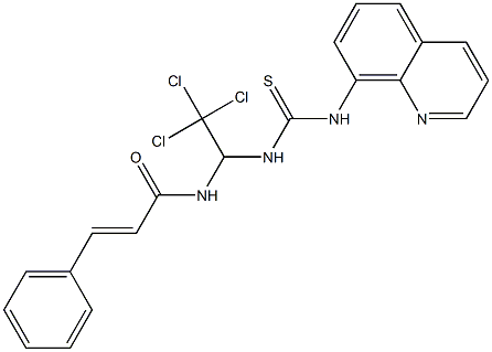 (2E)-3-phenyl-N-(2,2,2-trichloro-1-{[(quinolin-8-yl)carbamothioyl]amino}ethyl)prop-2-enamide Structure
