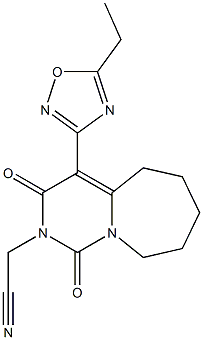 [4-(5-ethyl-1,2,4-oxadiazol-3-yl)-1,3-dioxo-3,5,6,7,8,9-hexahydropyrimido[1,6-a]azepin-2(1H)-yl]acetonitrile Struktur