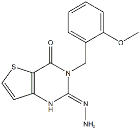 (2E)-2-hydrazinylidene-3-[(2-methoxyphenyl)methyl]-1H,2H,3H,4H-thieno[3,2-d]pyrimidin-4-one Struktur