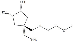 (1R,2S,4s)-4-(aminomethyl)-4-((2-methoxyethoxy)methyl)cyclopentane-1,2-diol 化学構造式