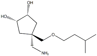 (1R,2S,4s)-4-(aminomethyl)-4-(isopentyloxymethyl)cyclopentane-1,2-diol 化学構造式