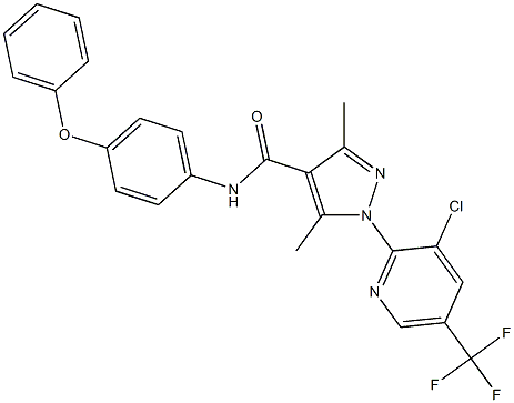 1-[3-chloro-5-(trifluoromethyl)pyridin-2-yl]-3,5-dimethyl-N-(4-phenoxyphenyl)-1H-pyrazole-4-carboxamide 结构式