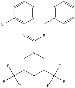 (1Z)-1-(benzylsulfanyl)-1-[3,5-bis(trifluoromethyl)piperidin-1-yl]-N-(2-chlorophenyl)methanimine