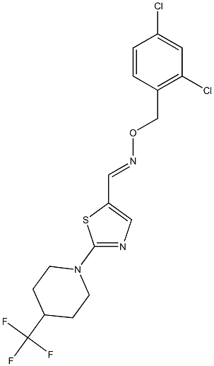  (E)-[(2,4-dichlorophenyl)methoxy]({2-[4-(trifluoromethyl)piperidin-1-yl]-1,3-thiazol-5-yl}methylidene)amine