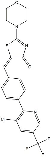 (5E)-5-({4-[3-chloro-5-(trifluoromethyl)pyridin-2-yl]phenyl}methylidene)-2-(morpholin-4-yl)-4,5-dihydro-1,3-thiazol-4-one Structure