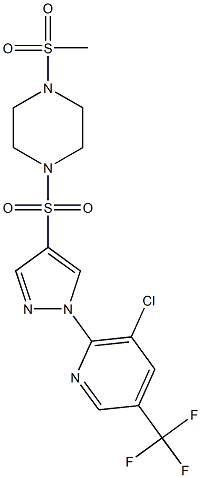 1-({1-[3-chloro-5-(trifluoromethyl)pyridin-2-yl]-1H-pyrazol-4-yl}sulfonyl)-4-methanesulfonylpiperazine Struktur
