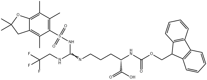 (S)-Fmoc-2-amino-5-(N'-Pbf-N''-trifluoroethyl-guanidino)-pentanoic acid Struktur