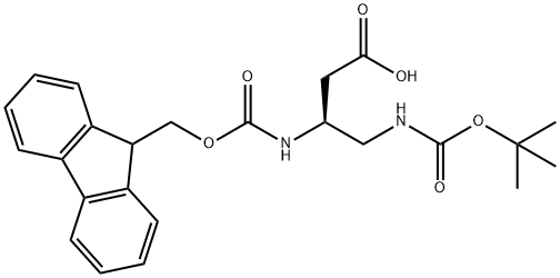 (S)-3-((((9H-芴-9-基)甲氧基)羰基)氨基)-4-((叔丁氧羰基)氨基)丁酸, 1310680-44-4, 结构式