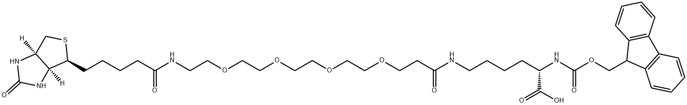 FMOC-N-LYS-(DPEG®₄-BIOTIN)-OH-(ACID) 化学構造式
